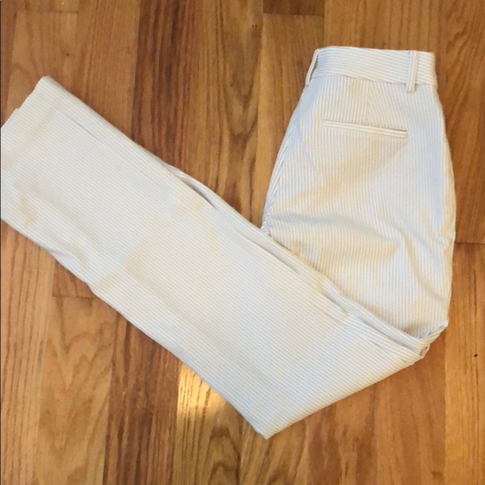 Express white striped work pants